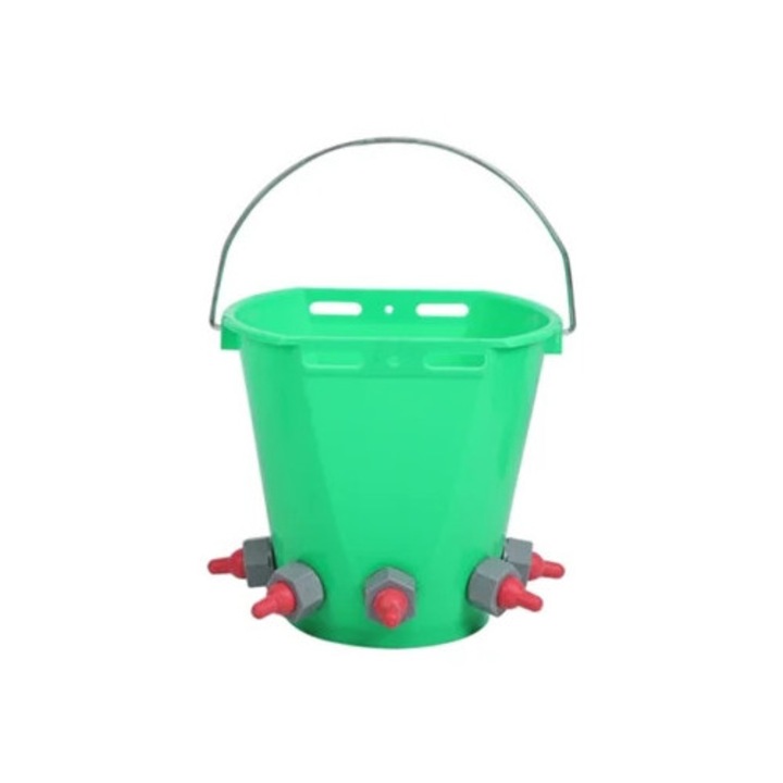 Galeata pentru miei HL MP69, capacitate 8L, plastic, set cu cinci suzete