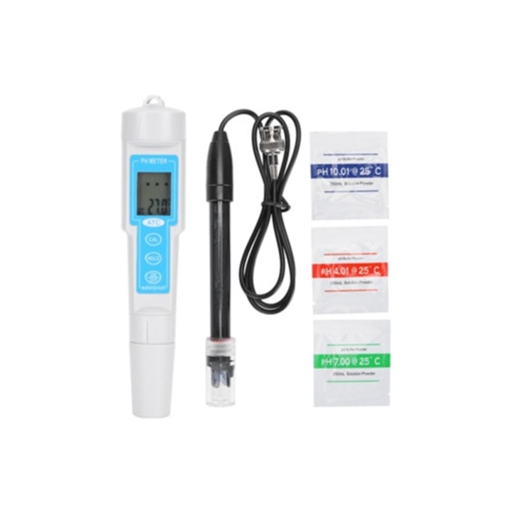 Hordozható digitális pH-mérő toll típusú, akváriumi víz és vízminőség ellenőrzéséhez