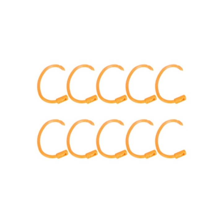 Set 10 inele de nas din plastic, ajustabile, pentru vaci, portocalii