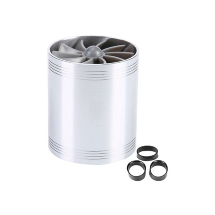 Turbocharger cu ventilatoare duble, economizor de combustibil, argintiu, piese auto