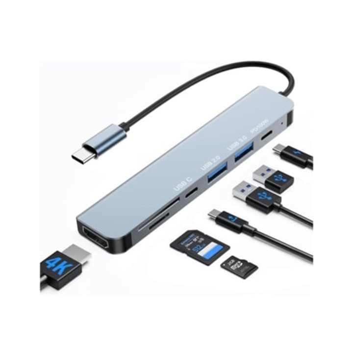 USB-C 4K HDMI Hub, szürke