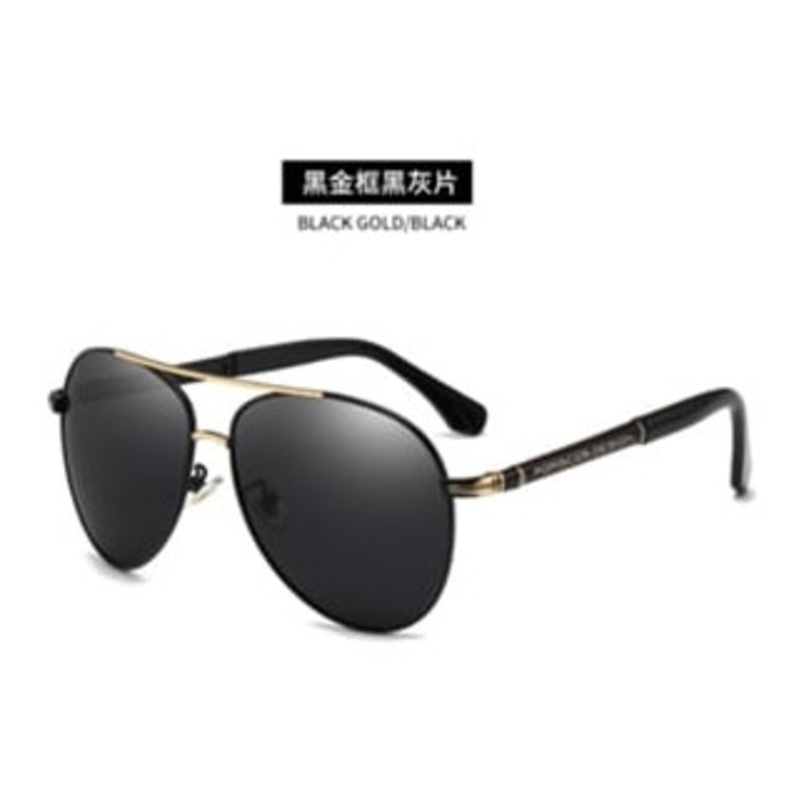 Ochelari de soare barbati aviator polarizati, metalici, doua culori, aurii, set