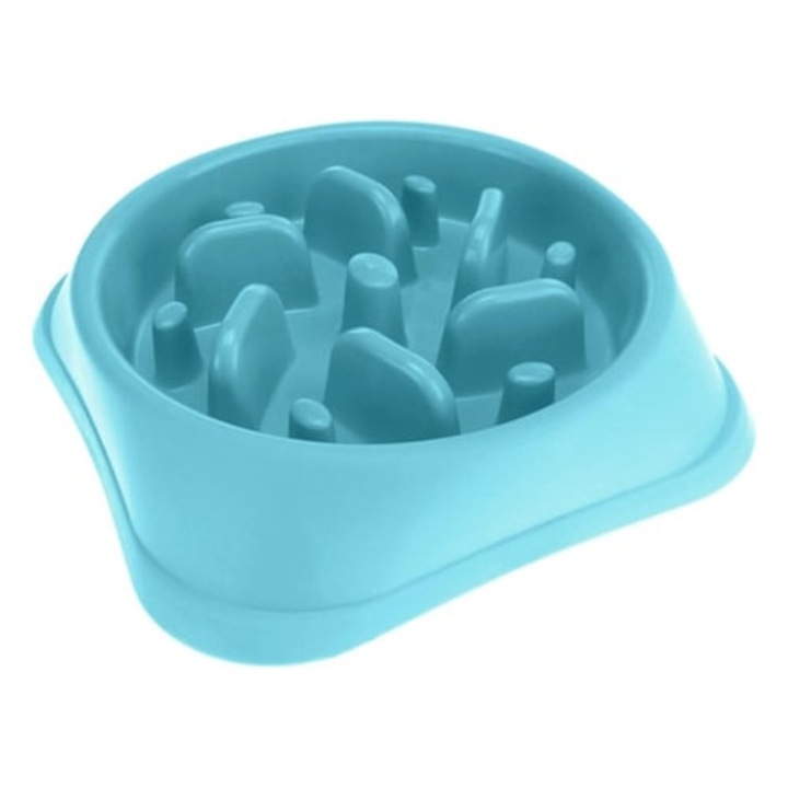 Feeder anti-satios pentru caini, albastru, 19.7x19.7x4.6cm, plastic
