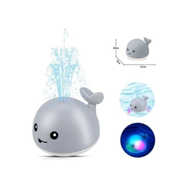 Fürdőjáték készlet, vízi permetező, 1-3 éves babáknak, bálna