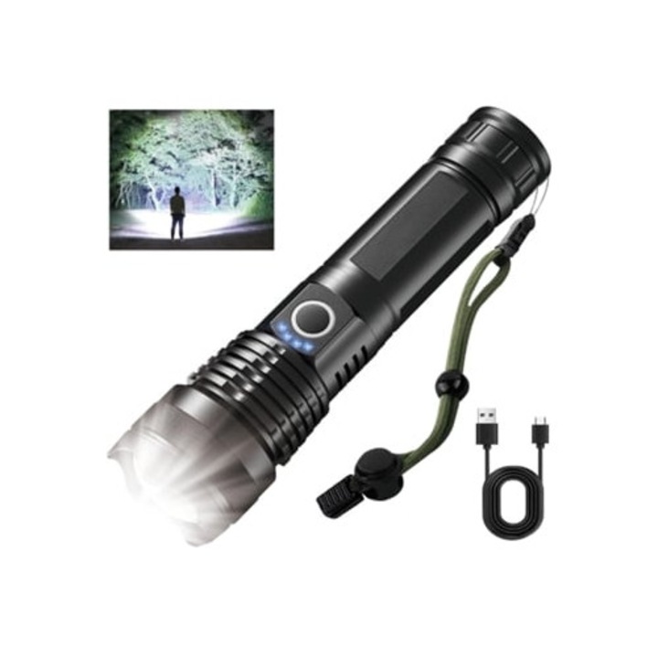 Lanterna BISBISOUS L322 LED tactica 900,000 lumeni, 5 moduri, neagra, portabila