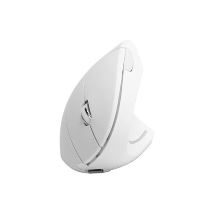 Вертикална мишка HURRISE бяла, преносима, режим 2.4, геймърска