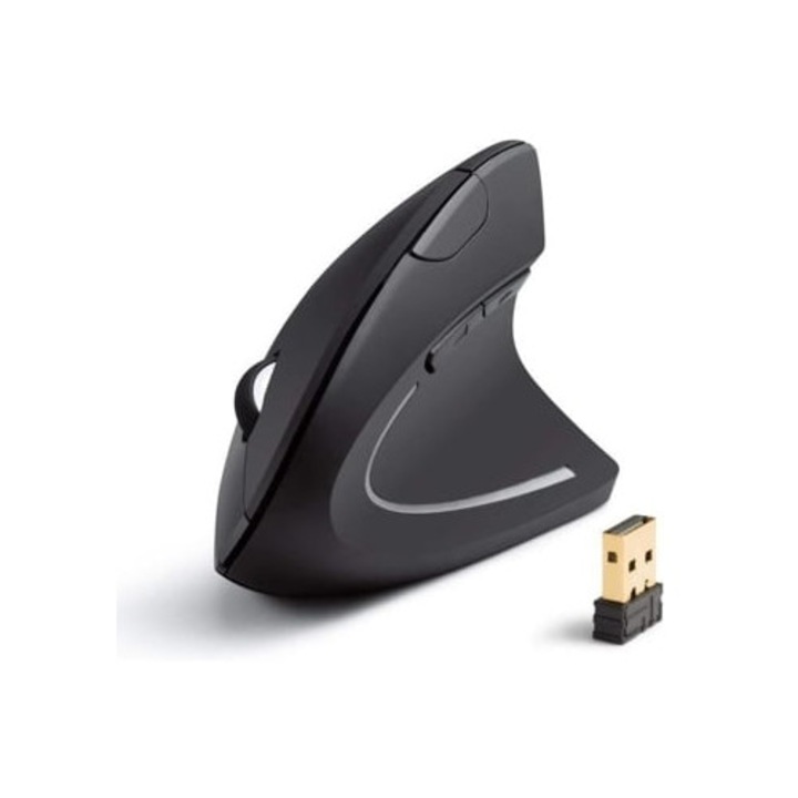 Вертикална ергономична безжична мишка 2.4G, 3 регулируеми нива на DPI, 5 странични бутона