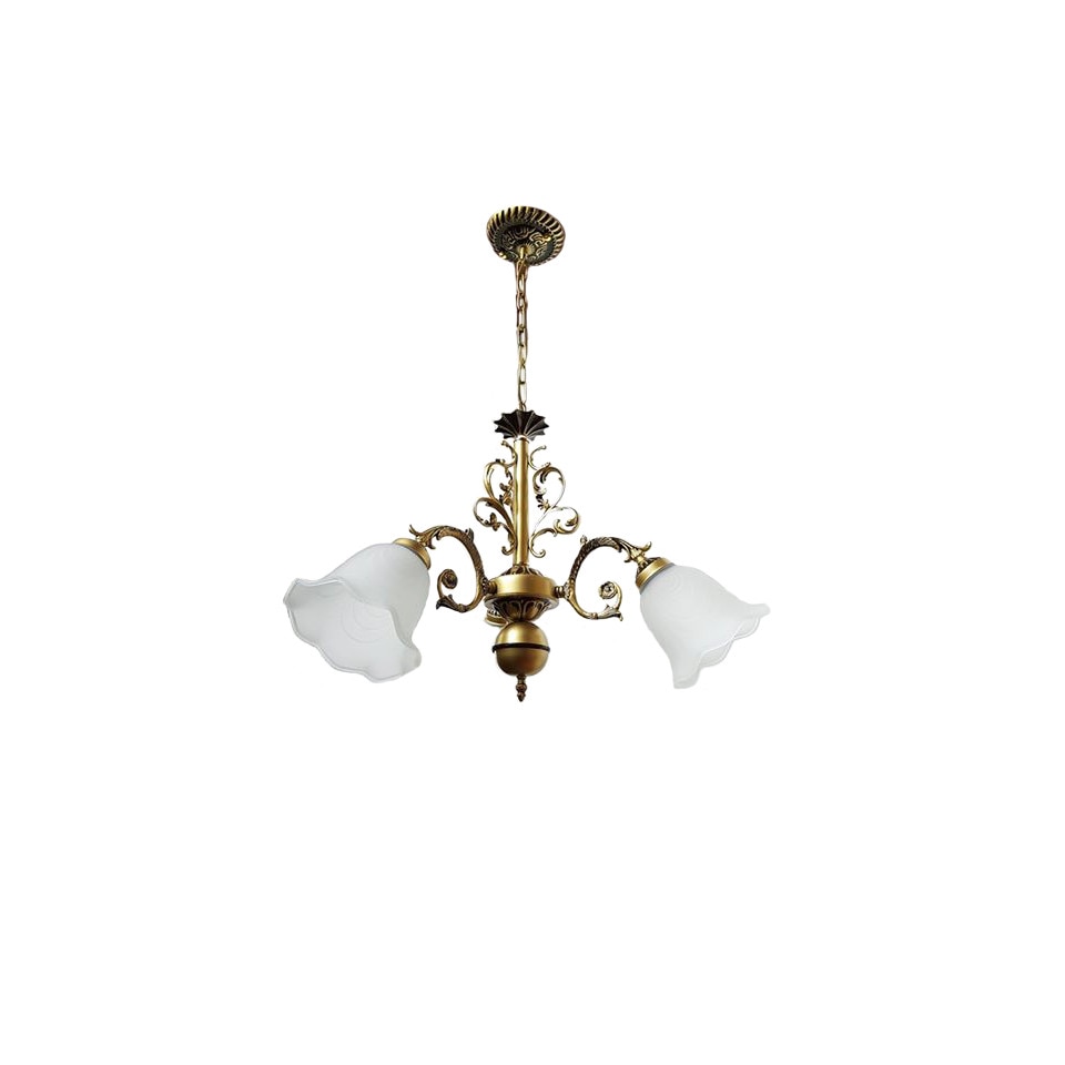 Lustra Exp 8032/3, 90cm, lant, 3*e27 60w, schelet auriu, abajur alb mat