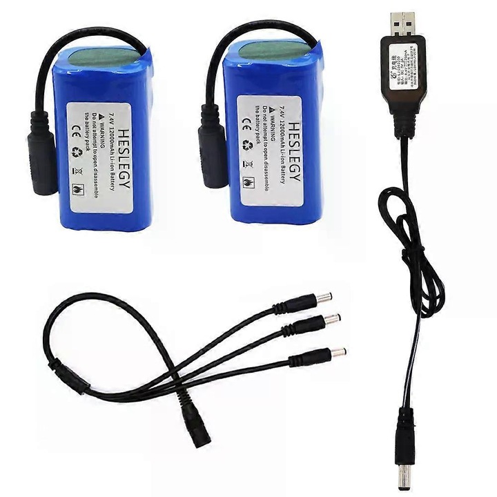 Li-Ion akkumulátor készlet 7.4V 12000mAh USB töltővel RC hajókhoz