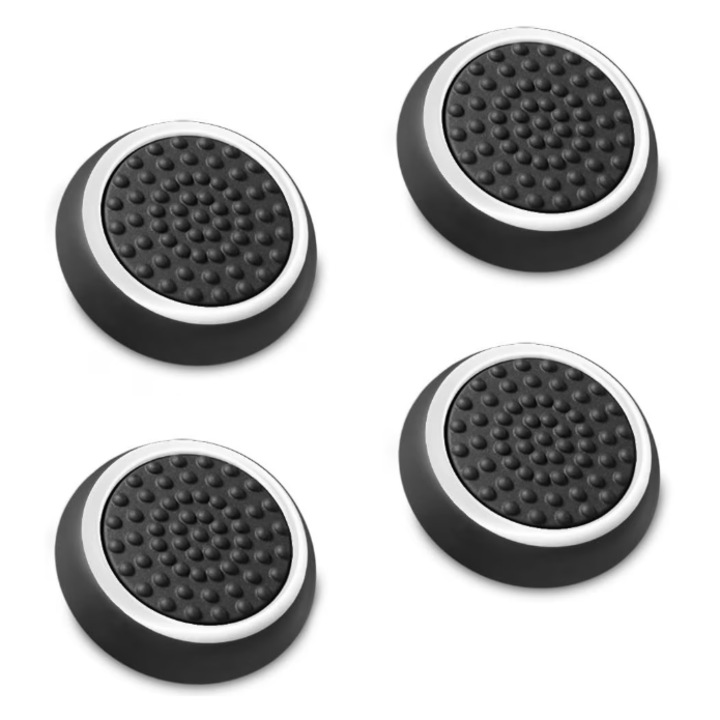 Set 4 Thumb grip CoolSmile, Negru/Alb, pentru controller PS5/PS4/XBOX ONE