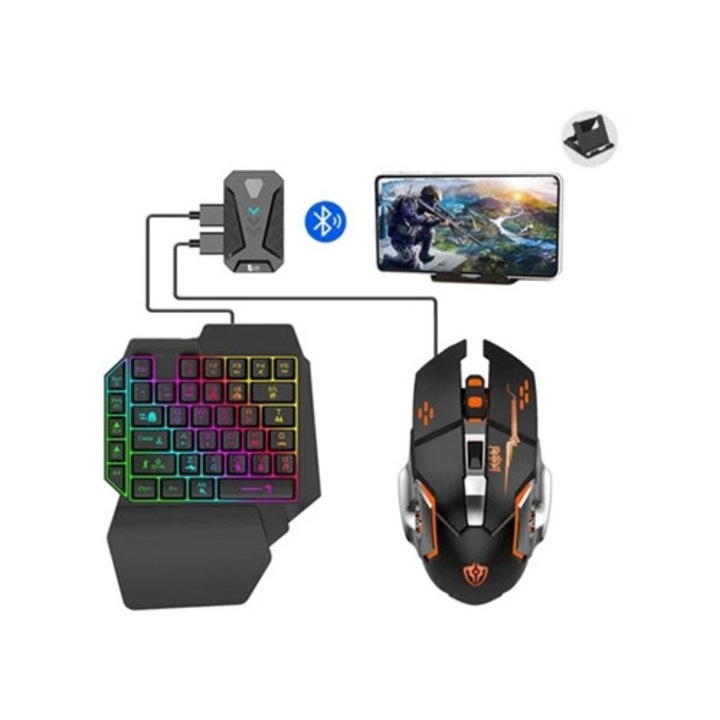 Set accesorii gaming Bluetooth pentru smartphone-uri Motorola Mix Elite, negru, tastatura + mouse + receptor