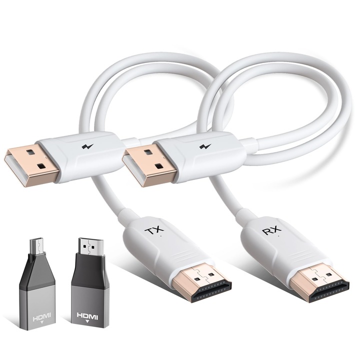 Vezeték nélküli HDMI adó és vevő, LXJADAP, 4K dekódolás, 5.8G átvitel, fehér