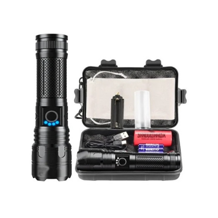 Lanterna LED P70 10000 Lumeni Reincarcabila, Neagra