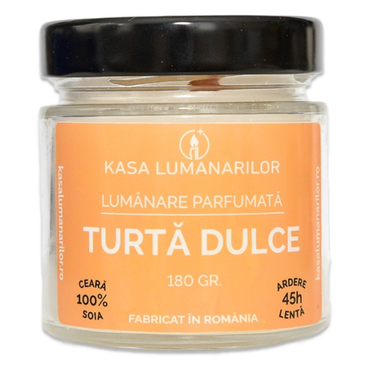 Lumanare parfumata din soia, Turta Dulce, cu fitil de lemn, ardere 45h, 180 gr