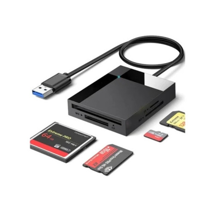 Четец за карти 4 в 1 USB 3.0, 5 Gbps, за SD, CF, TF, MS карти