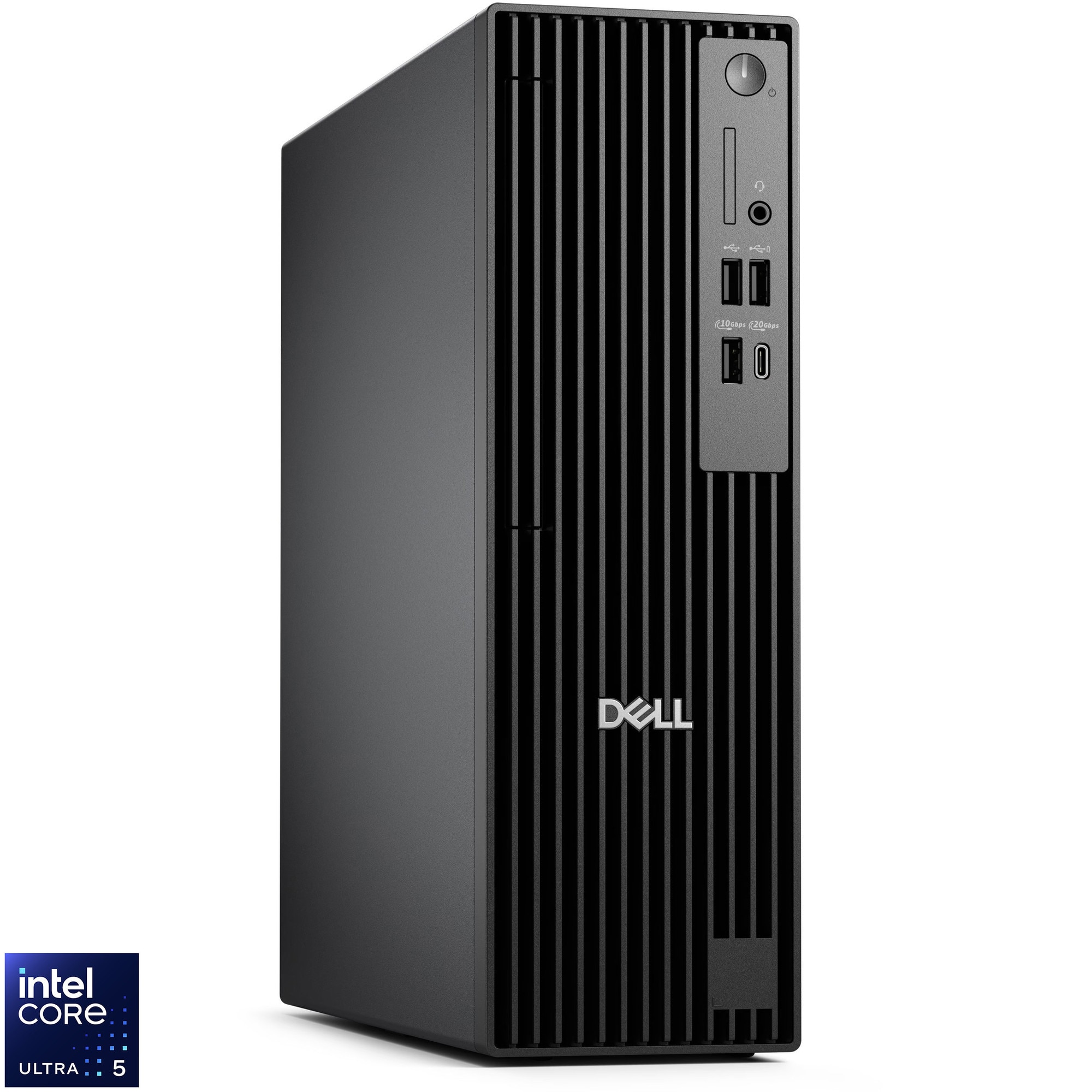 Sistem Desktop PC Dell Pro Slim Plus QBS1250 SFF cu procesor Intel® Core™ Ultra 5 235 pana la 5GHz, 16GB DDR5 RAM, 512GB SSD, Intel® Graphics, Windows 11 Pro, Black