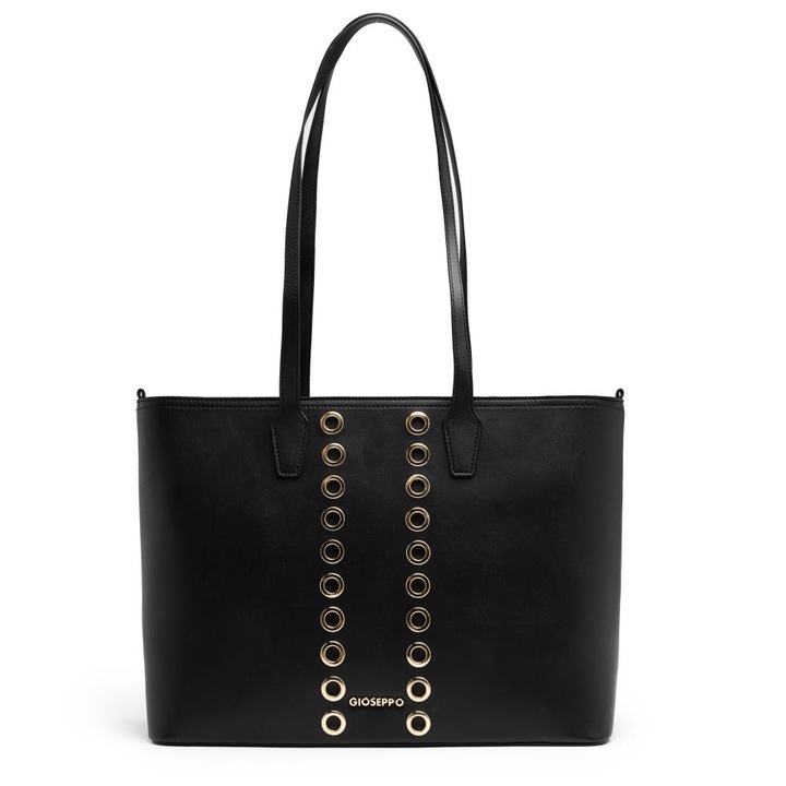 Gioseppo, Geanta shopper din piele ecologica cu detalii cu anouri, Negru