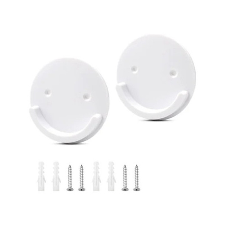 Set de 2 suporturi pentru perdea de dus, alb, rotund