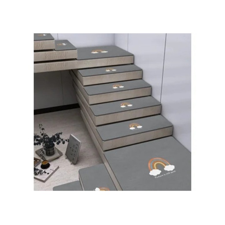 4 db csúszásgátló, szürke, 22x55 cm-es diatomit lépcsőszőnyeg készlet