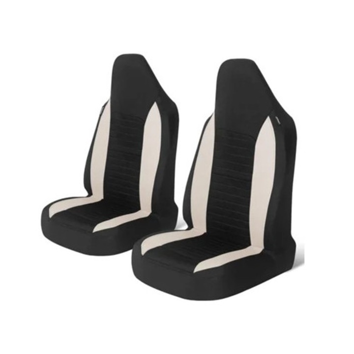 Huse auto, 2 piese, protectii universale pentru scaune auto, bej, pentru camioane si SUV-uri