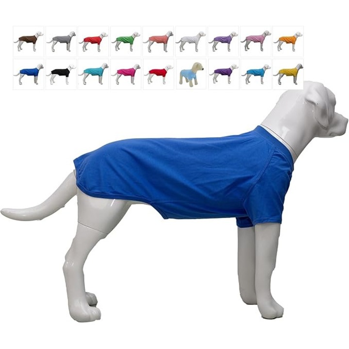 Haina caini Lovelonglong, marimea S, pentru caini de talie medie, basic, bumbac, culoare albastru