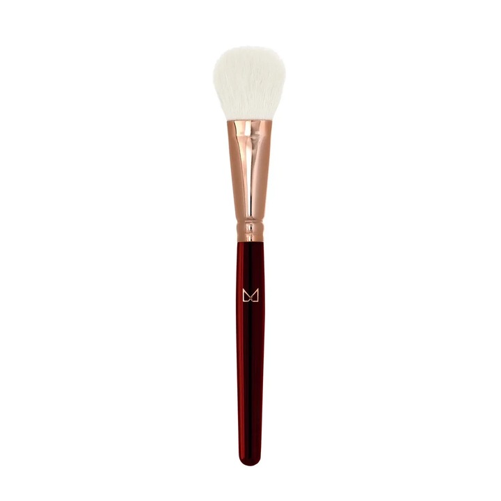 Pensula de machiaj 23, M Brush Burgundy Collection, din par natural, handmade in Japonia, pentru bronzer/blush/pudra, medium