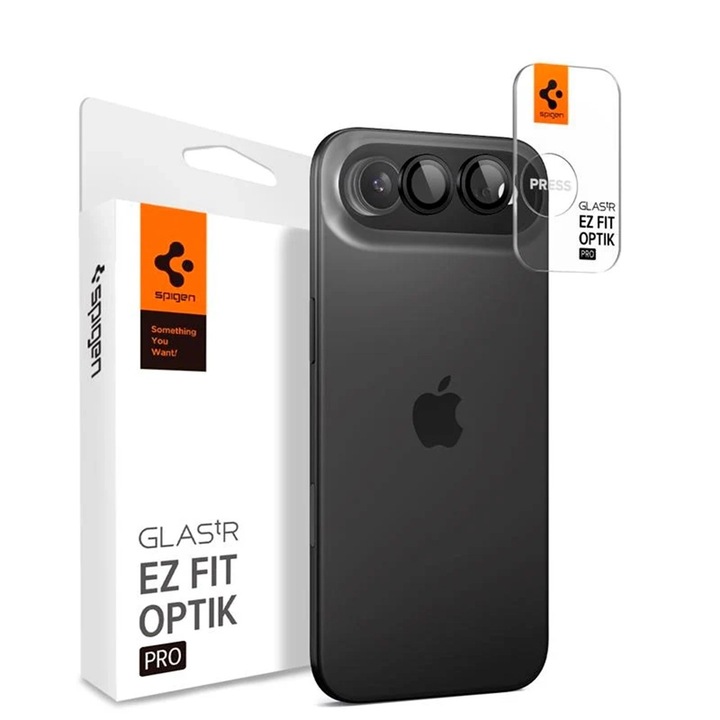 Spigen telefonfólia, 2 db-os szett, edzett üveg, átlátszó, fekete, iPhone 17 Air-hez