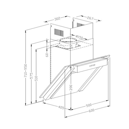 Hota incorporabila decorativa Heinner DCH-500RSLIX, Putere absorbtie 399.4 m3/h, 1 motor, Tehnologie SILENT, Lumina LED, 60 cm, Filtru metalic, Inox + Sticla