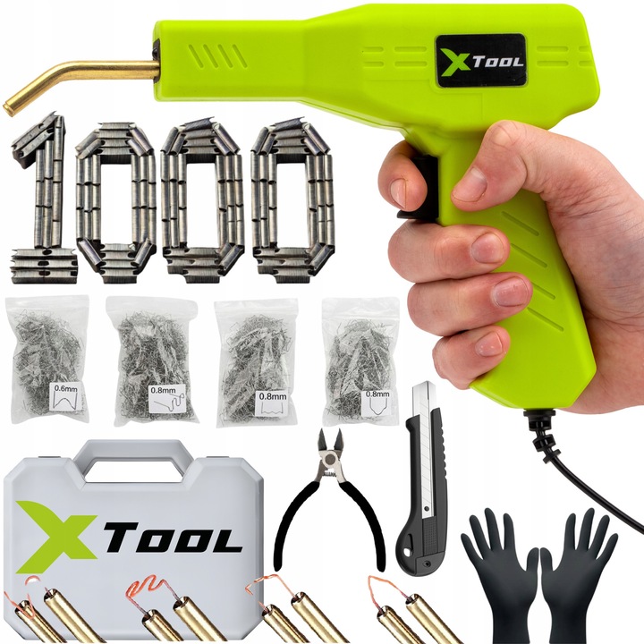 Műanyag hegesztőgép, tűzőgép, forrasztópáka 50W + 1000 kapocs