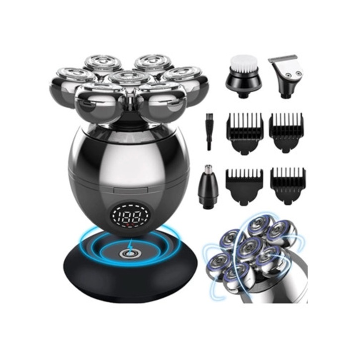 Aparat de ras electric plutitor 7D, cap de taiere, baza de incarcare portabila, aparat de tuns barba pentru barbati, aparat de tuns craniu, barbierit impermeabil