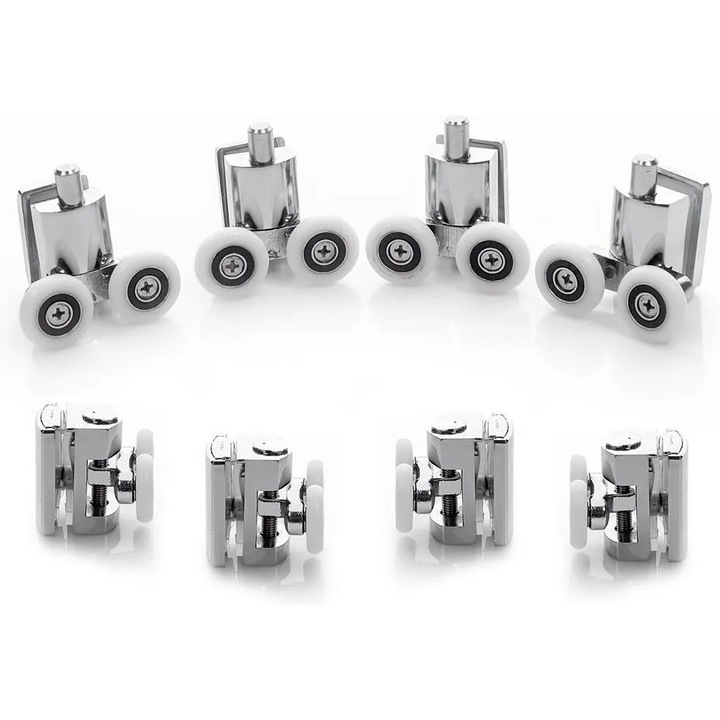Set 8 role duble, metal, pentru cabina de dus, 25 mm, Livorza®