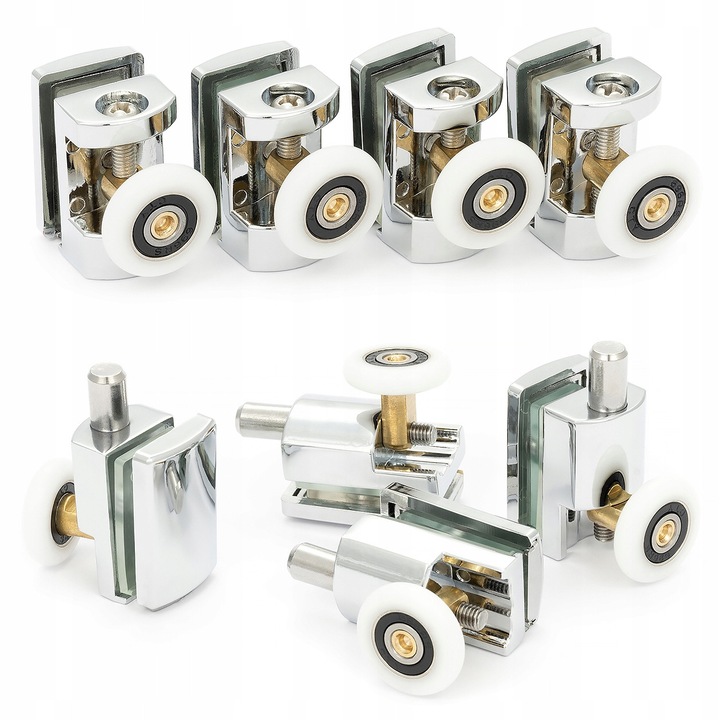 Set 8 role simple, metal, pentru cabina de dus, 25 mm, Livorza®
