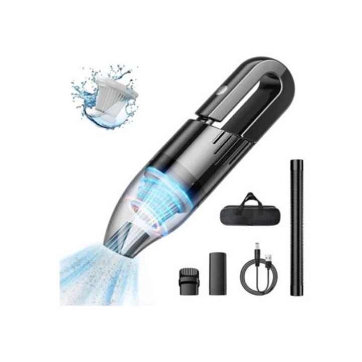 Aspirator auto portabil fara fir, reincarcabil, pentru masina, casa si birou