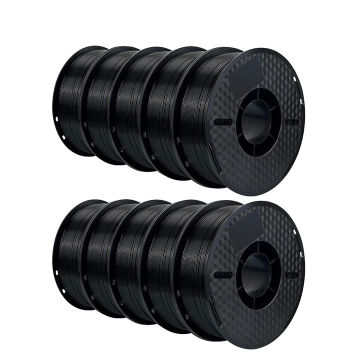 Filament 3D, 10KG, 1.75mm, ABS, fekete, 10 tekercses készlet