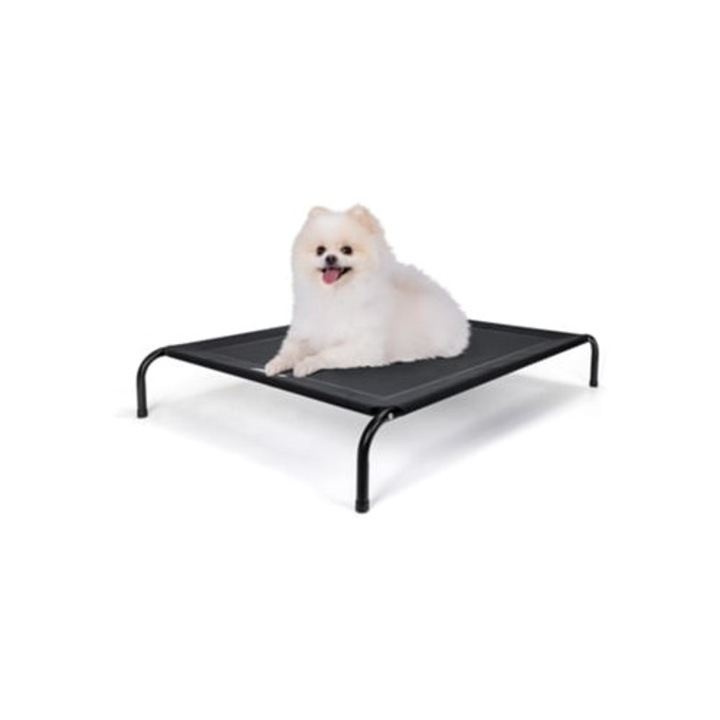 Culcus pentru caini, NOBLEZA, pat racoritor mare, negru, 87x65x20cm