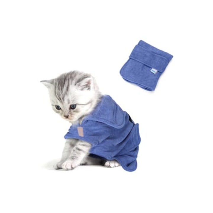 Robe pentru caini NOBLEZA XS, super absorbanta si cu uscare rapida, albastra