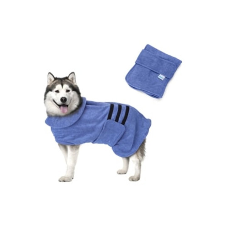 Robe pentru caini NOBLEZA M, super absorbant si rapid uscat, albastru