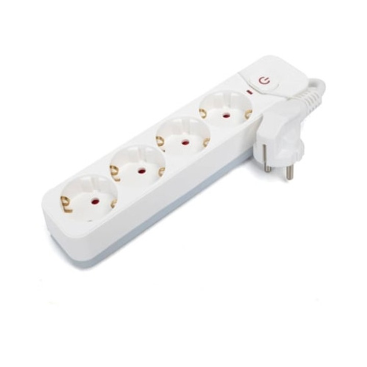 Prelungitor Aigostar, 4 prize, cu intrerupator, alb