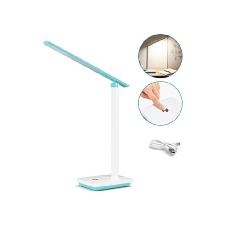 Veioza AIGOSTAR, lampa birou, 3 moduri, 4 niveluri de luminozitate, alb-verde