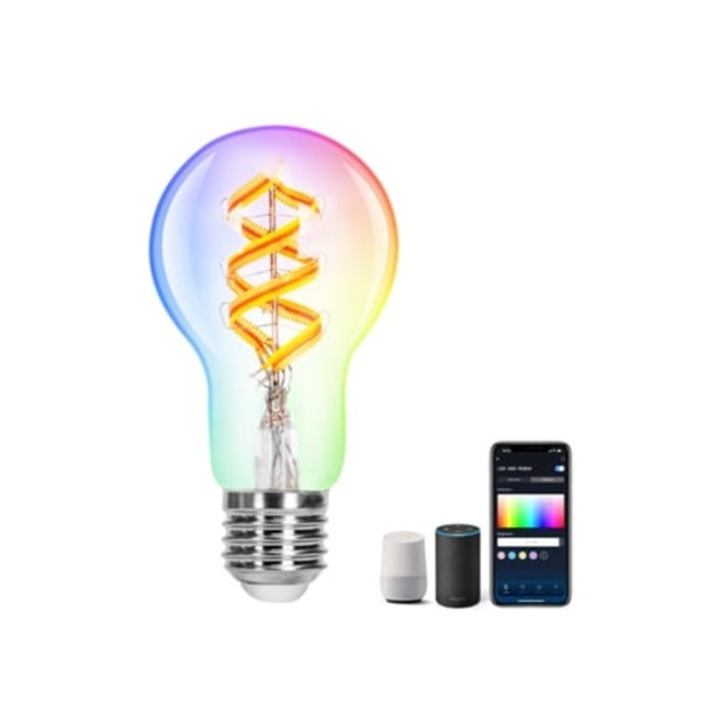 LED крушка E27 RGBW 4.9W 420LM, Vintage A60, Топла светлина