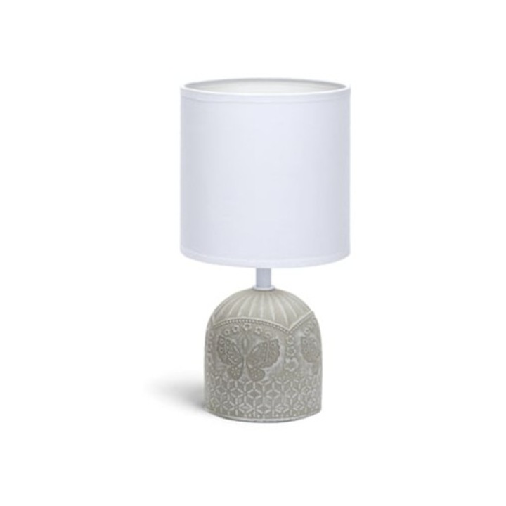 Veioza cu abajur din tesatura alba, model fluture, E14, set de veioze AIGOSTAR