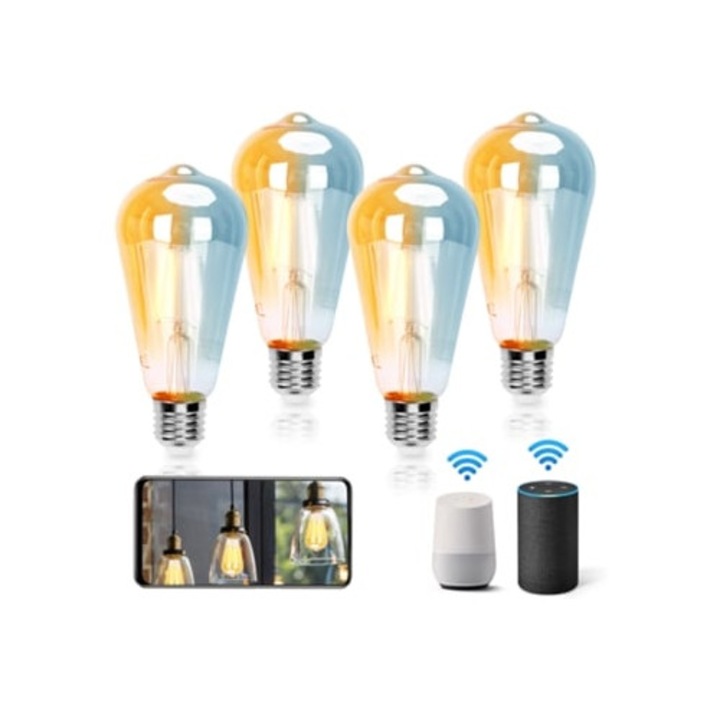 Bec Smart E27 Edison 6W 806lm, Vintage Wifi, Ajustabil 2700k-6500k