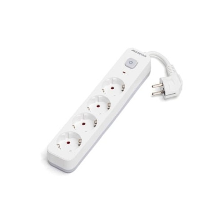 Разклонител Aigostar, 4 контакта, с превключвател, бял