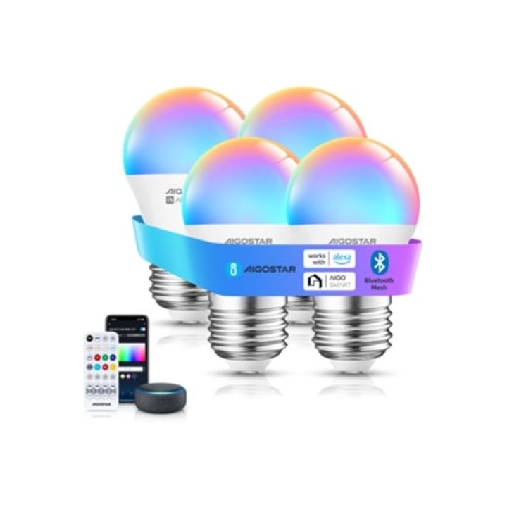 Смарт крушка G45, 6.5W, 555lm, RGB регулируема, E27, 2700k-6500k