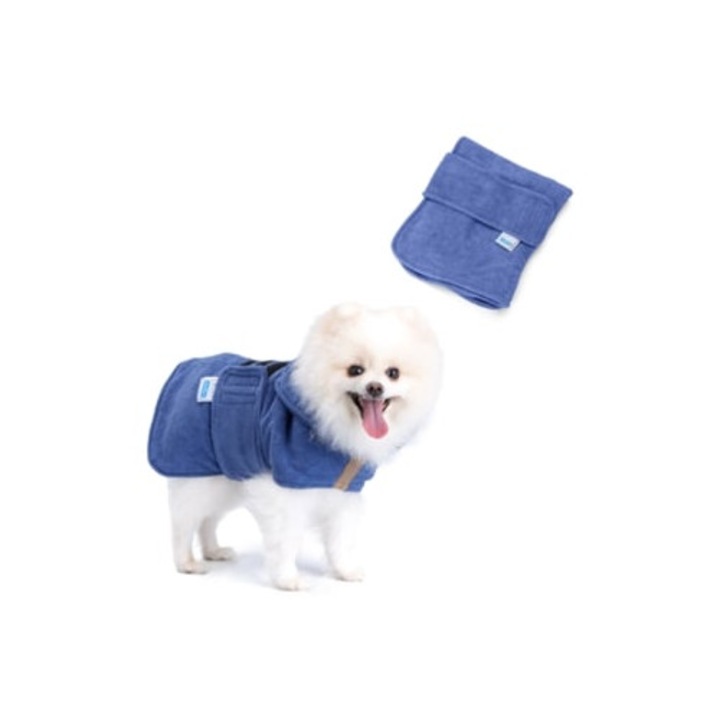 Robe pentru caini NOBLEZA S albastru super absorbant si rapid uscat