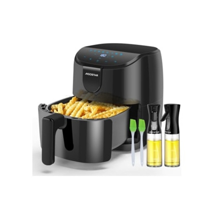 Friteuza cu aer cald, Aigostar Hayden A, set cu 2 pulverizatoare de ulei, 1500W, 4L, 200ml