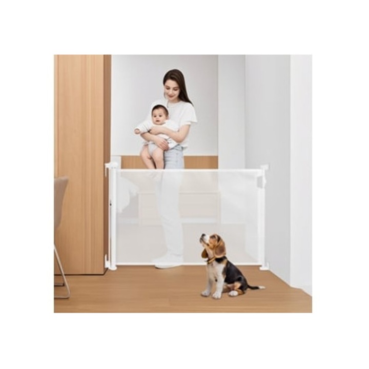 Zaruri de siguranta extensibile pentru copii, caini, alb, 0-180 cm