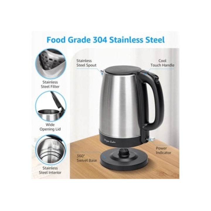 Fierbator electric Taylor Swoden Milo X 1.7L, 2200W, oprire automata, pentru ceai/cafea/ramen