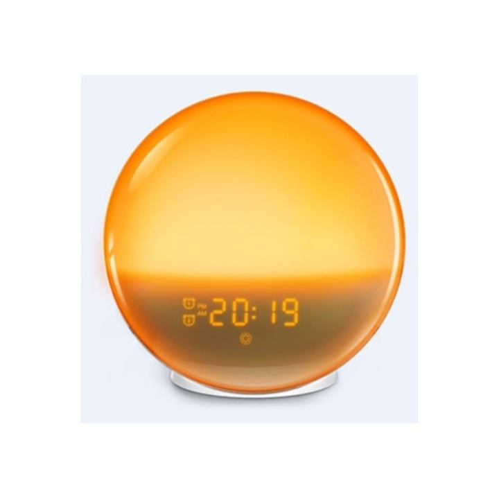 Ébresztőóra FM rádióval, 7 természetes hang, 20 fényerő szint, fehér