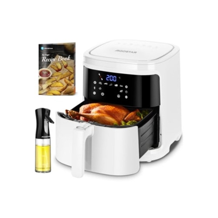 AIGOSTAR Cube Fehér olajsütő, 7L, 1900W, 7 előre beállított funkció, tapadásmentes kivehető kosár